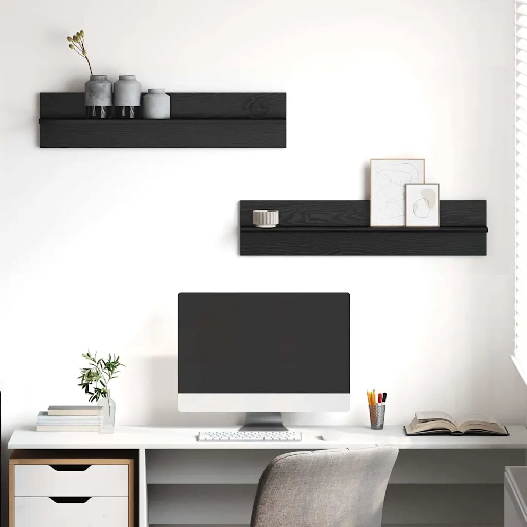 vidaXL Стенен рафт 2 бр. Черния дъб 80 x 115 x 18 см