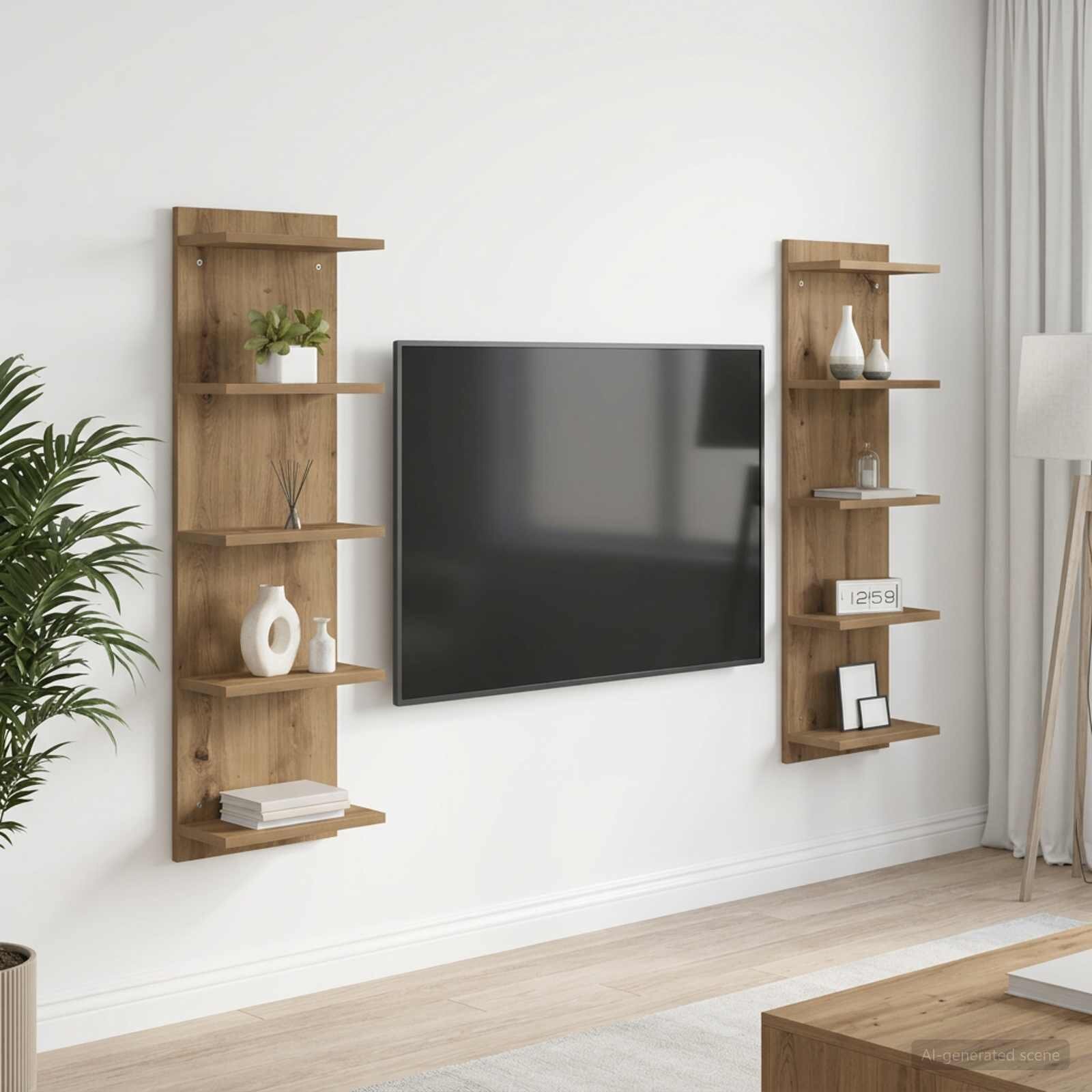 vidaXL Стенен рафт 2 бр. Дъб артизан 30 x 15 x 100 см