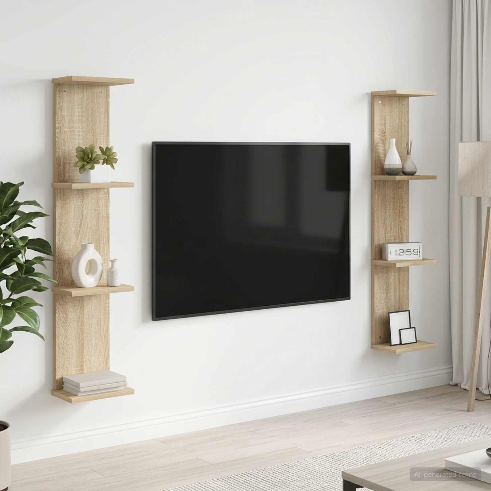 vidaXL Стенен рафт 2 бр. Дъб сонома 22 x 15 x 100 см