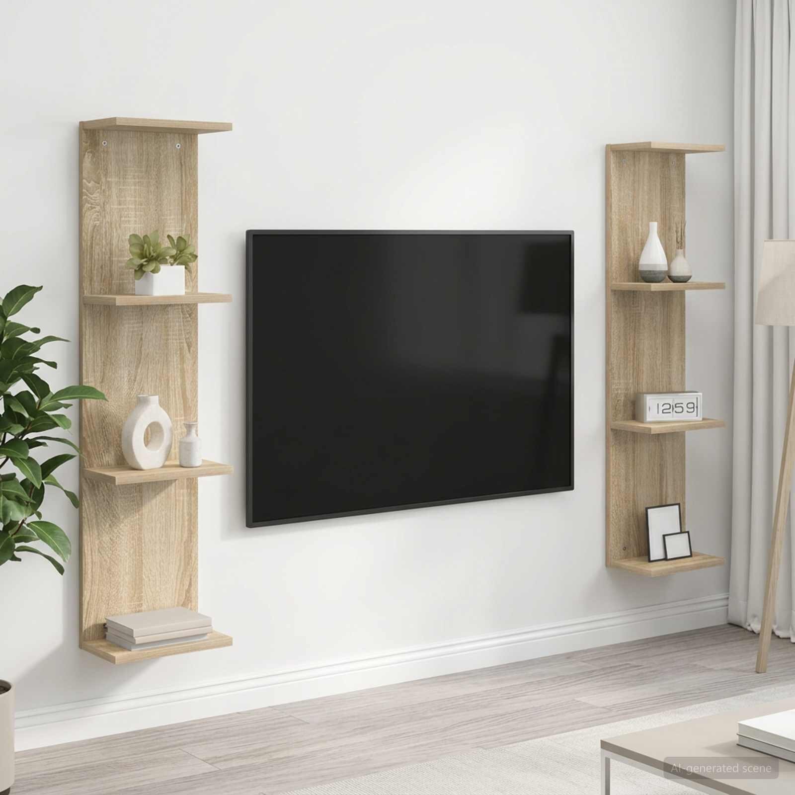 vidaXL Стенен рафт 2 бр. Дъб сонома 25 x 15 x 100 см