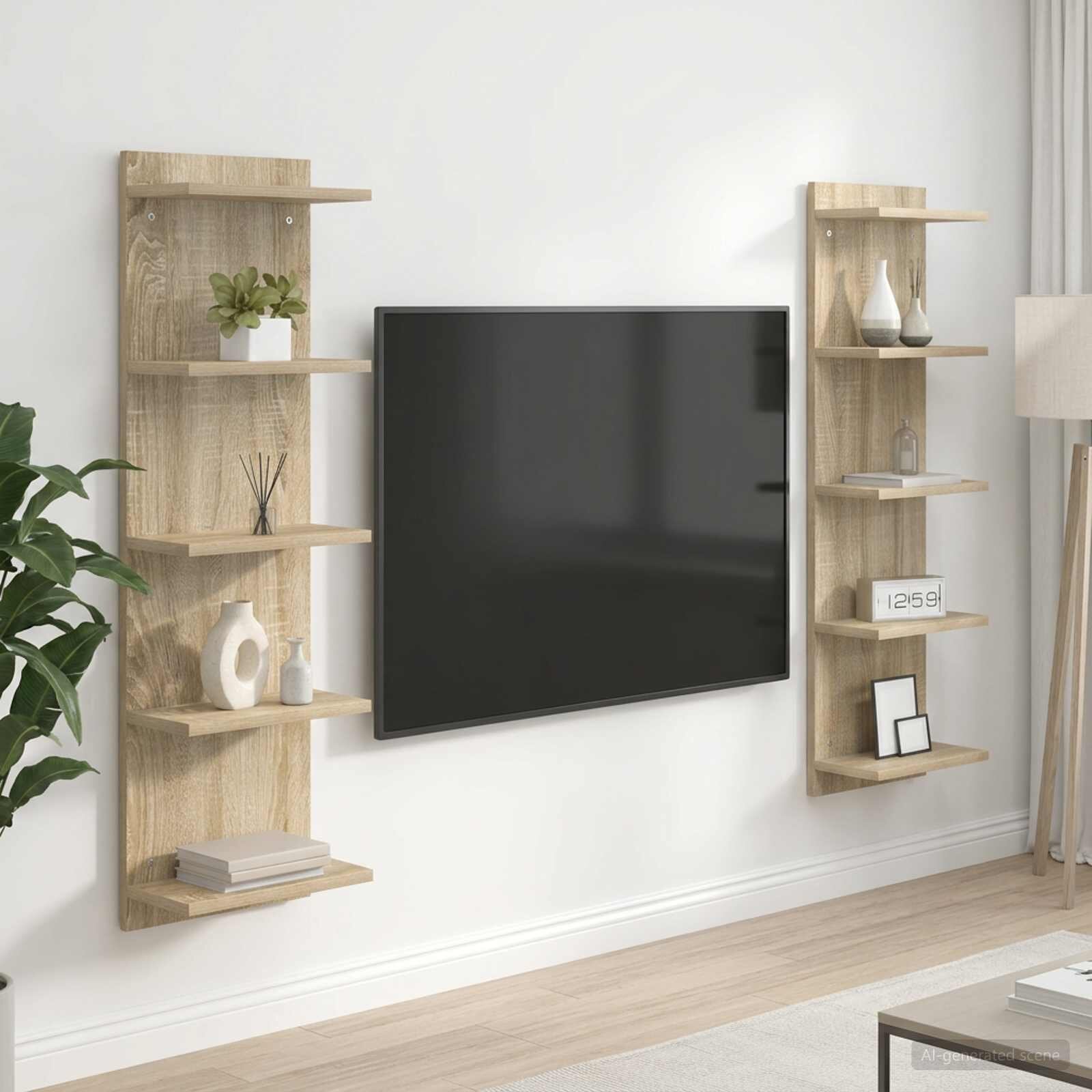 vidaXL Стенен рафт 2 бр. Дъб сонома 30 x 15 x 100 см