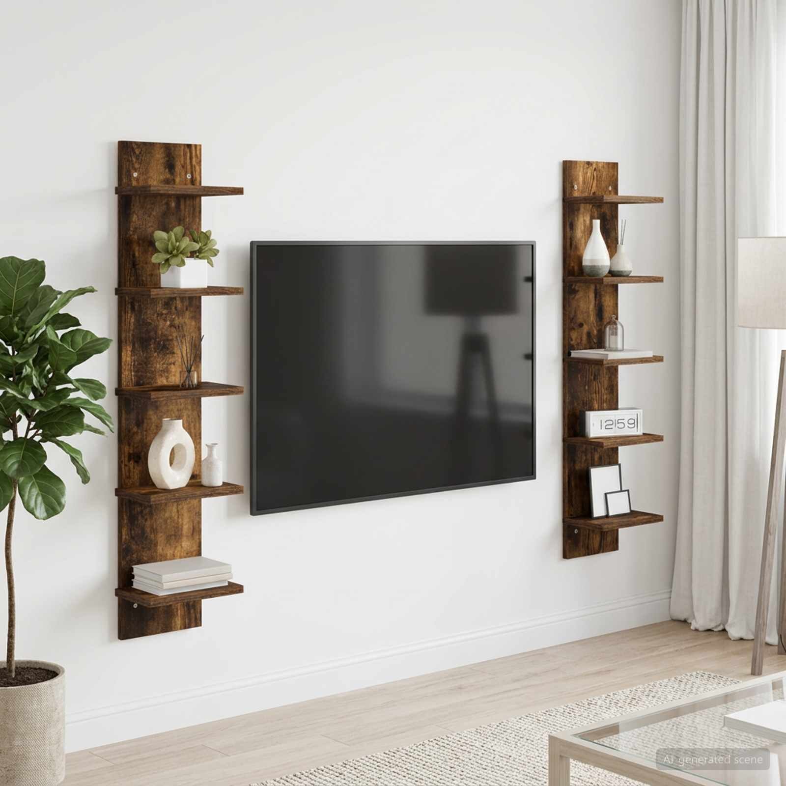 vidaXL Стенен рафт 2 бр. Опушен дъб 22 x 15 x 100 см