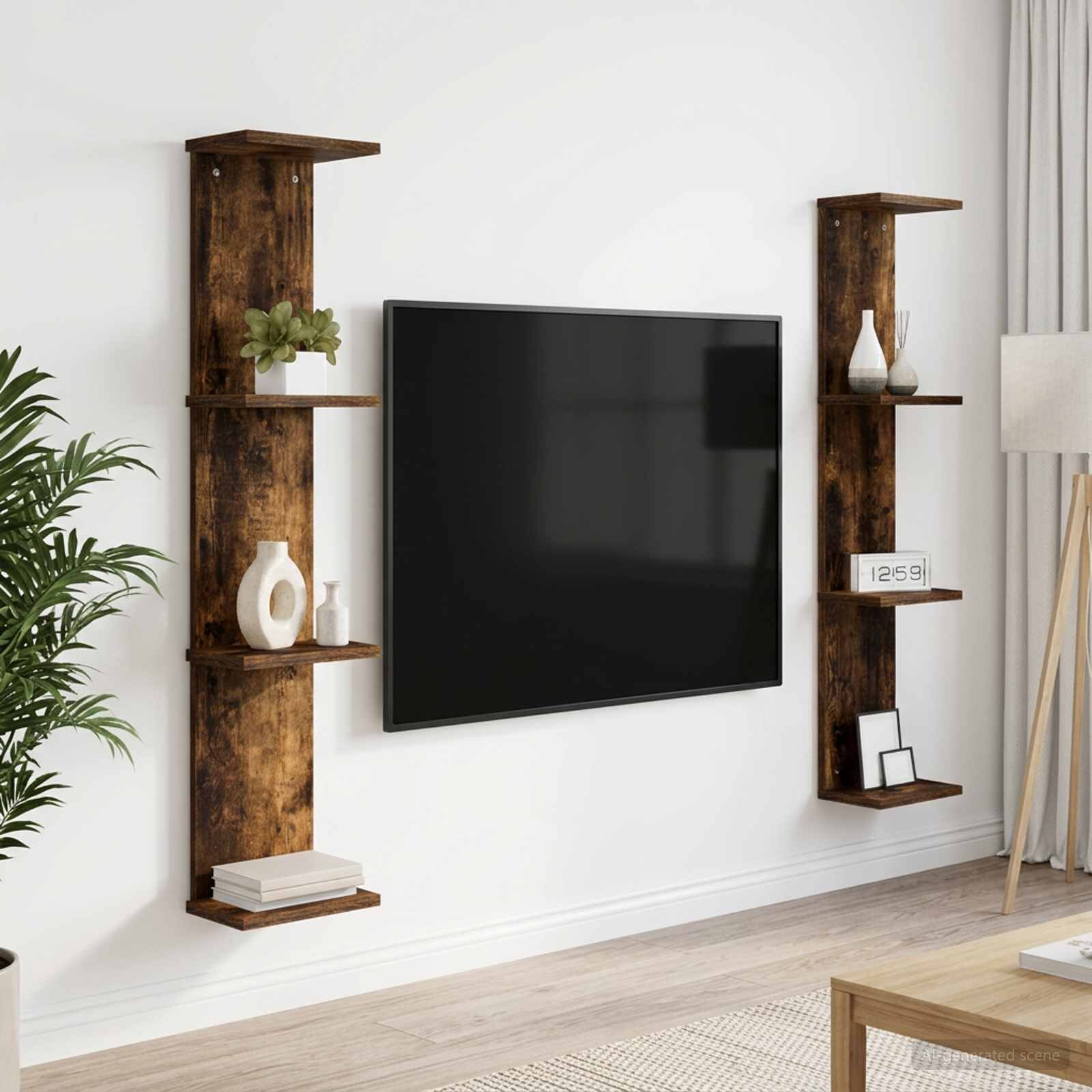 vidaXL Стенен рафт 2 бр. Опушен дъб 22 x 15 x 100 см