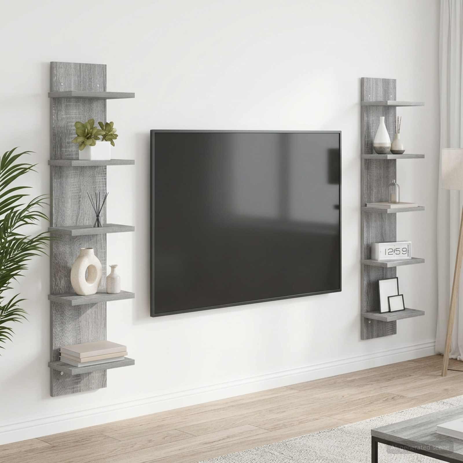vidaXL Стенен рафт 2 бр. Сив Сонома 22 x 15 x 100 см