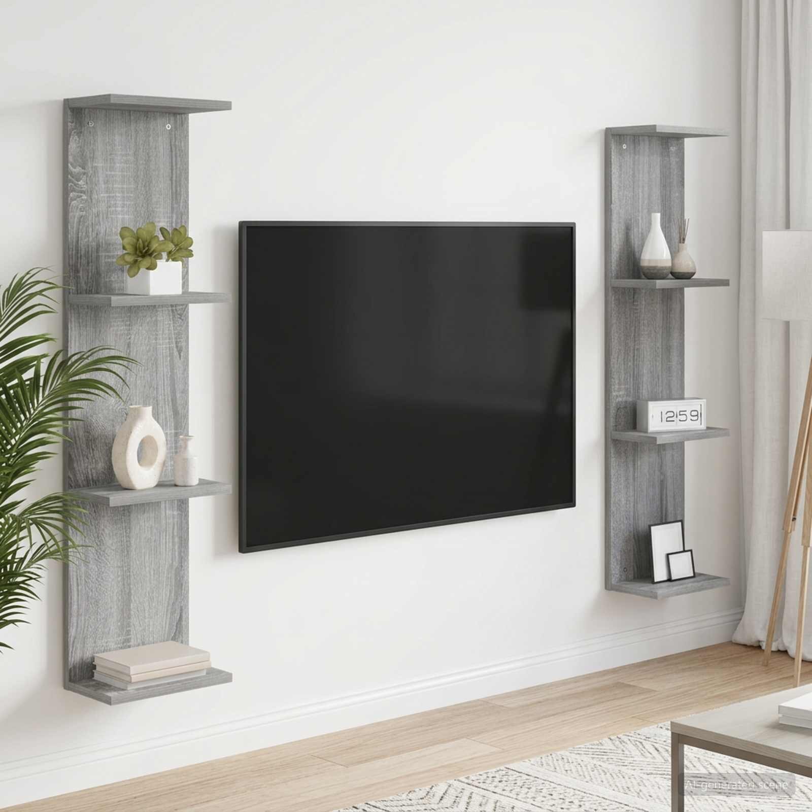 vidaXL Стенен рафт 2 бр. Сив Сонома 25 x 15 x 100 см
