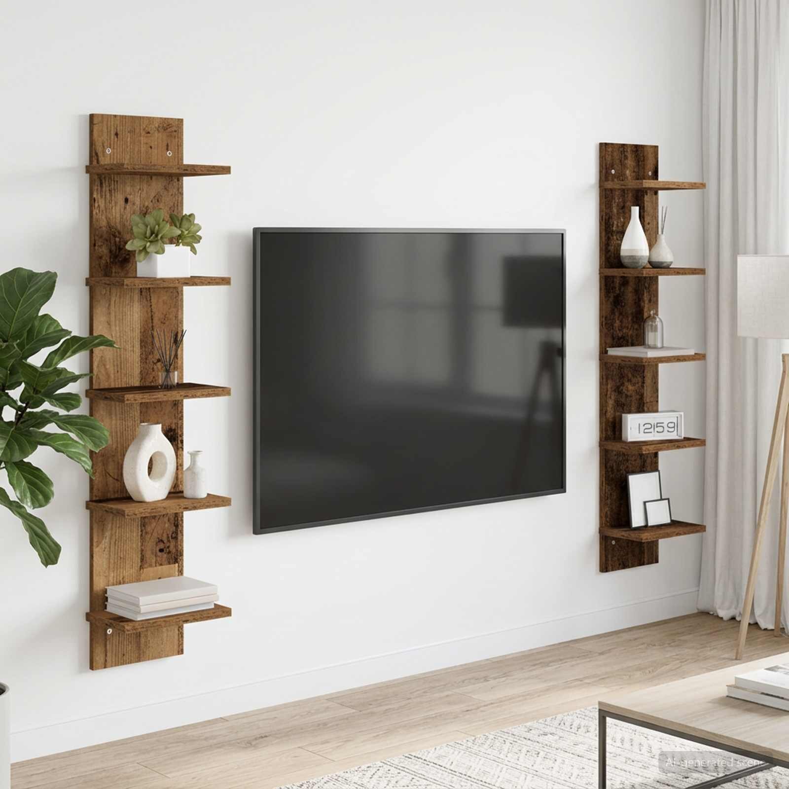 vidaXL Стенен рафт 2 бр. Старо дърво 22 x 15 x 100 см