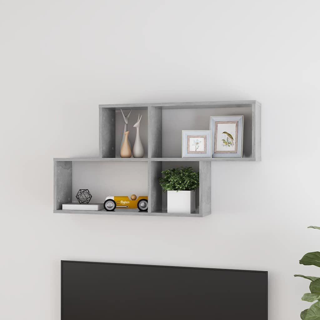 vidaXL Стенен рафт бетонно сив 100x18x53 см инженерно дърво