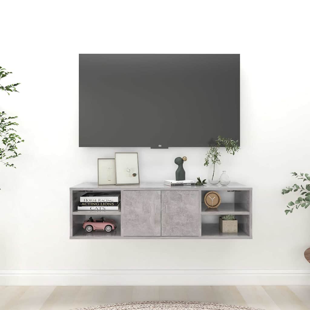 vidaXL Стенен рафт бетонно сив 102x30x29 см инженерно дърво