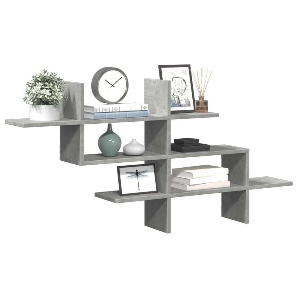 vidaXL Стенен рафт бетонно сив 1245x18x605 см инженерно дърво