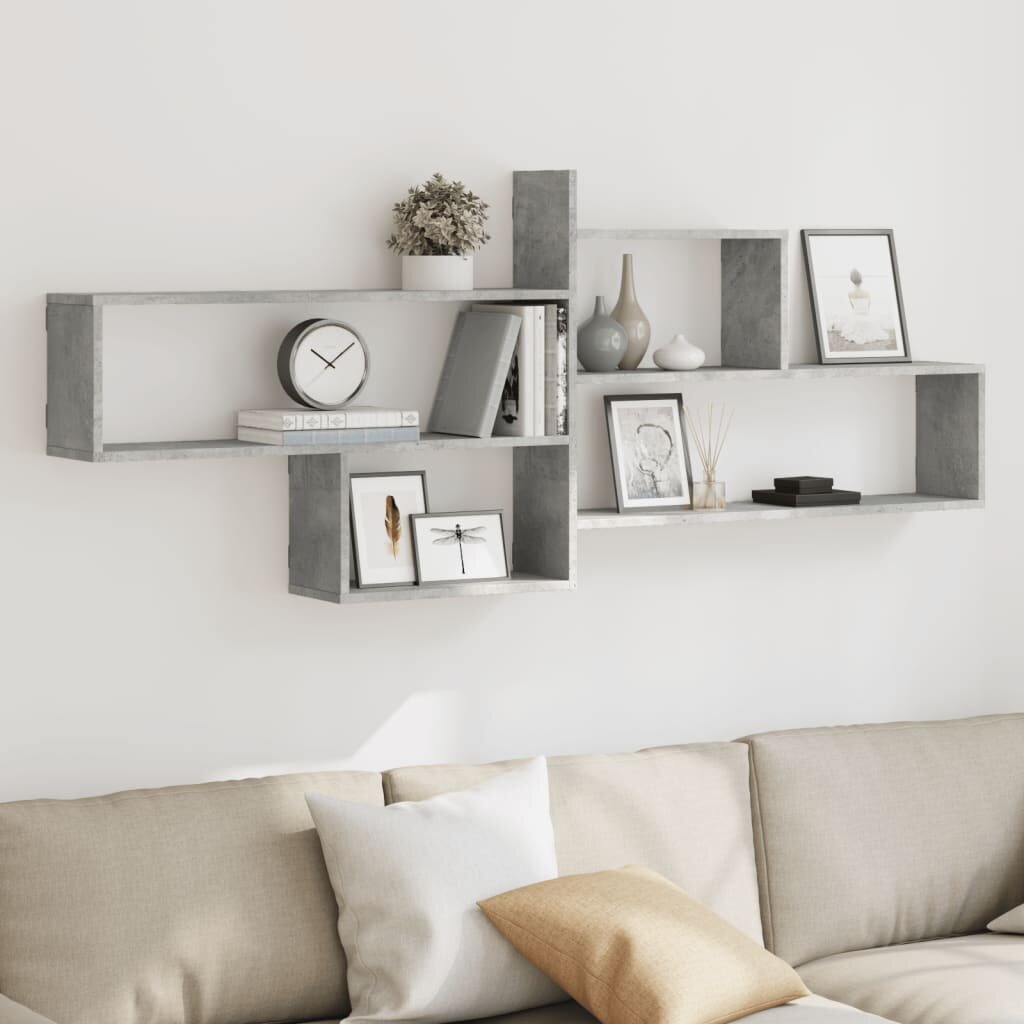 vidaXL Стенен рафт бетонно сив 1675x18x68 см инженерно дърво