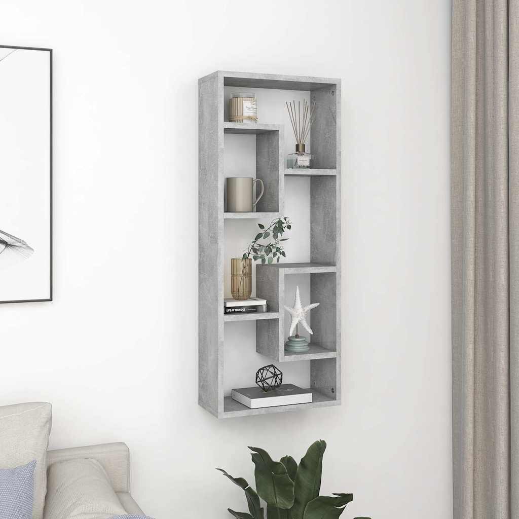 vidaXL Стенен рафт бетонно сив 36x16x90 см инженерно дърво