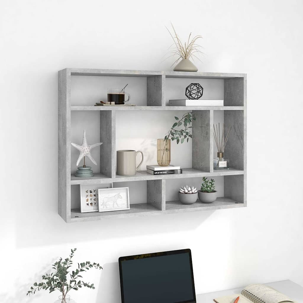 vidaXL Стенен рафт бетонно сив 75x16x55 см инженерно дърво
