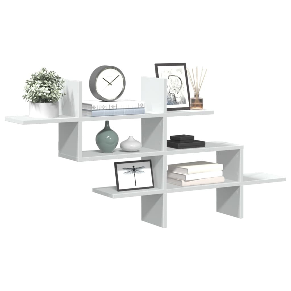vidaXL Стенен рафт бял 1245x18x605 см инженерно дърво