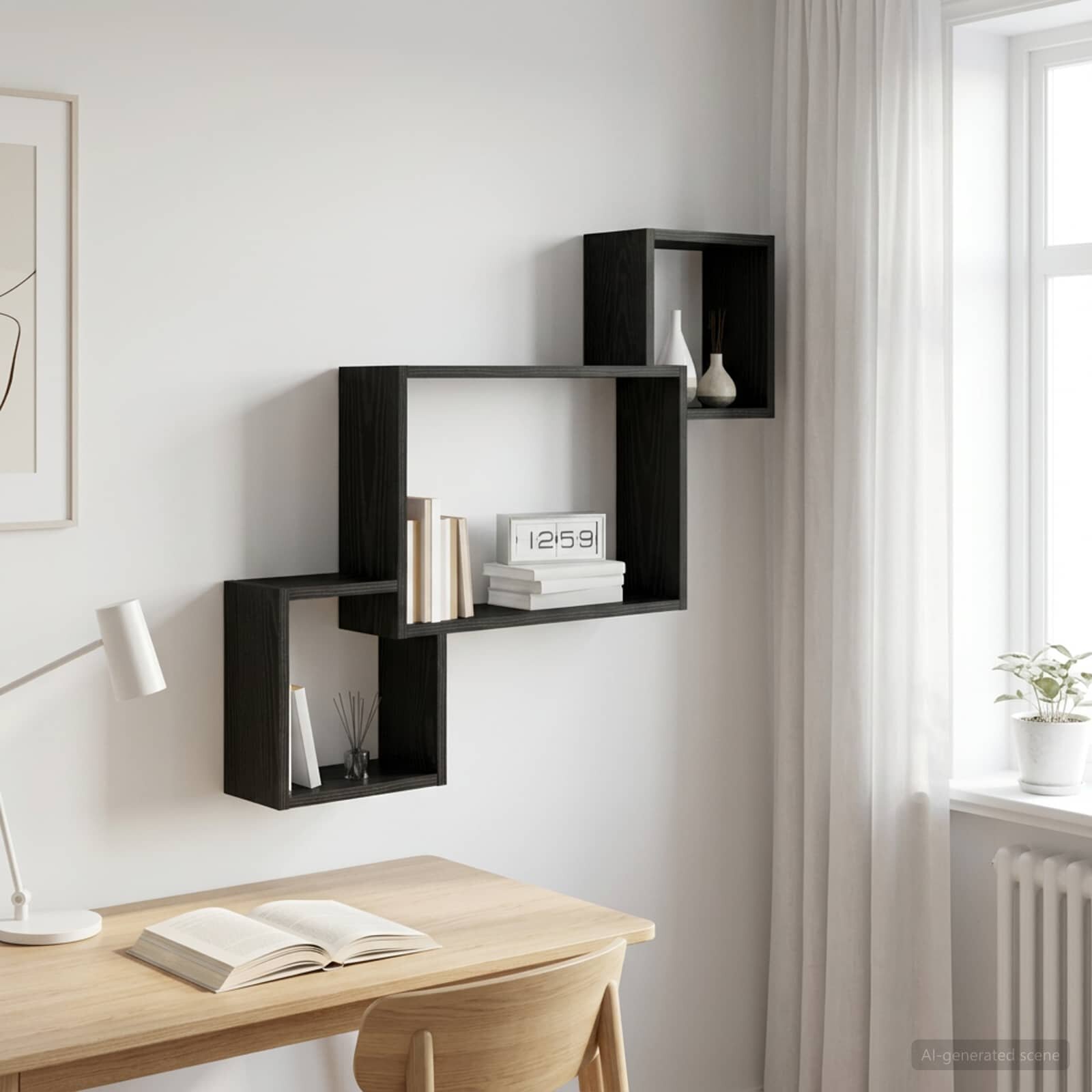 vidaXL Стенен рафт Черен дъб 915 x 15 x 76 см