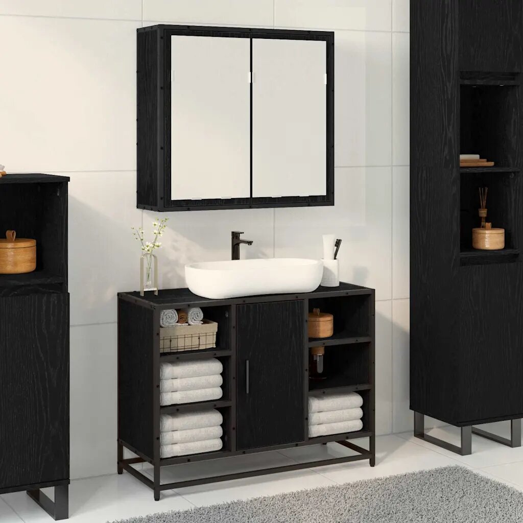 vidaXL Стенен рафт Черния дъб 65 x 20 x 60 см