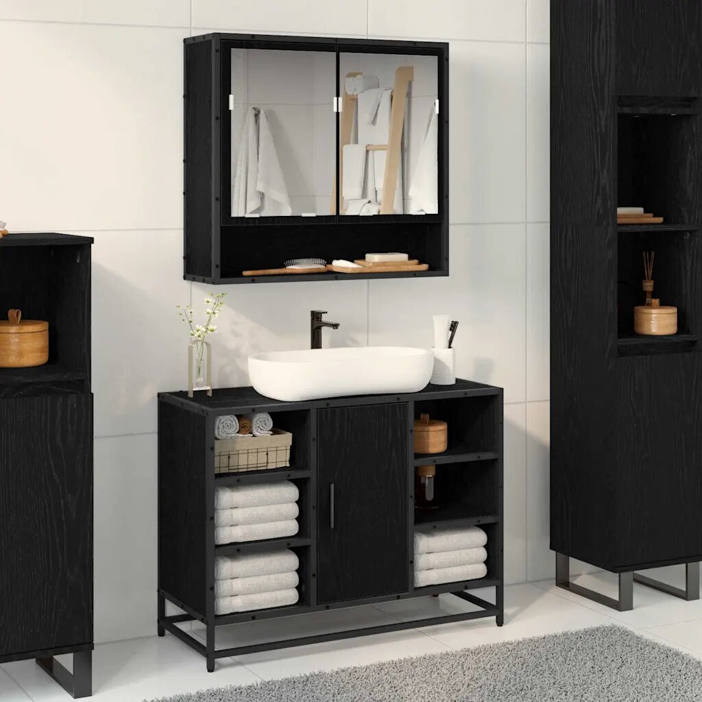 vidaXL Стенен рафт Черния дъб 65 x 20 x 60 см
