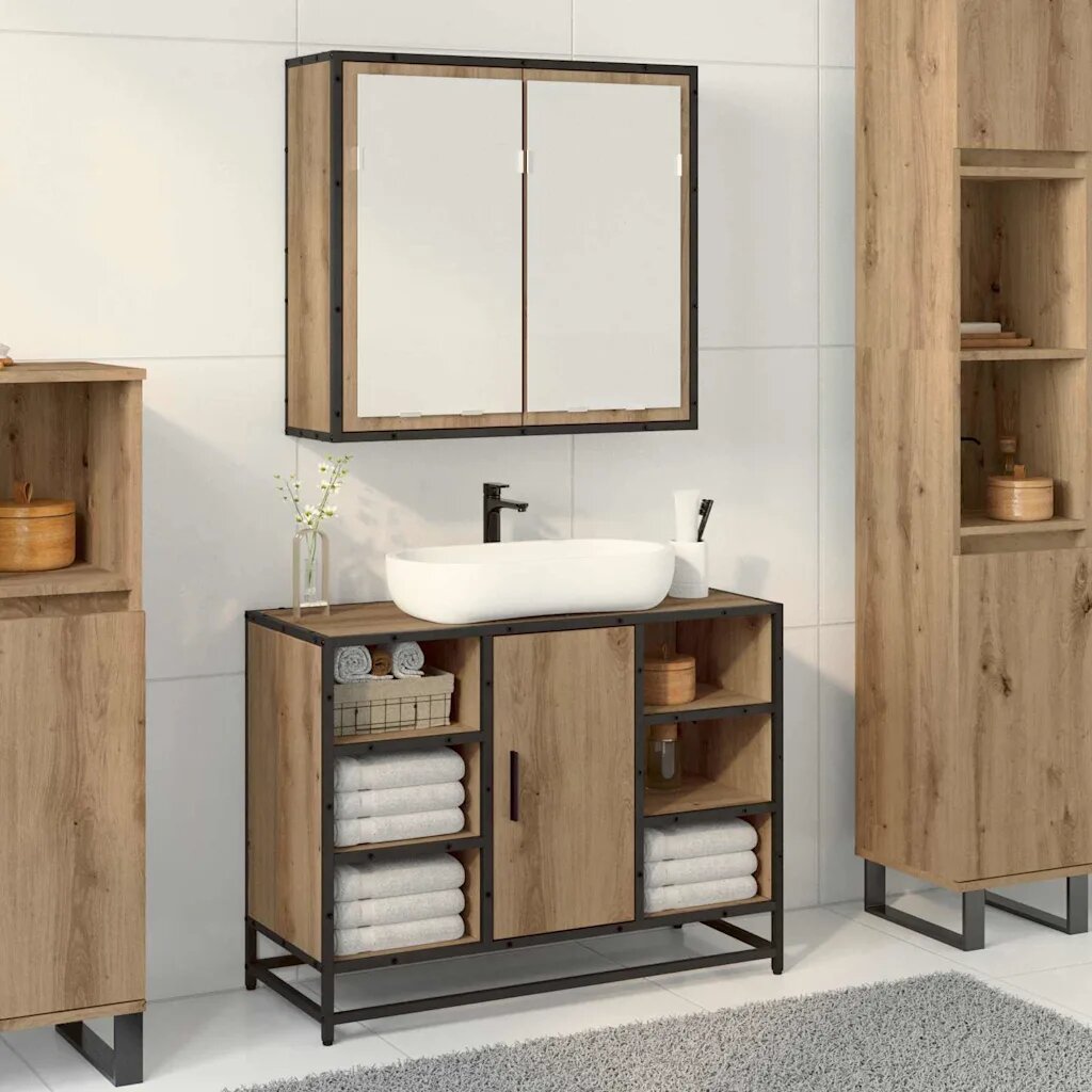 vidaXL Стенен рафт Дъб 65 x 20 x 60 см