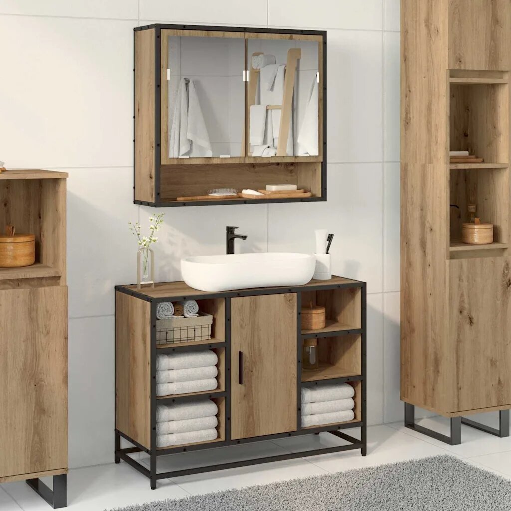 vidaXL Стенен рафт Дъб 65 x 20 x 60 см