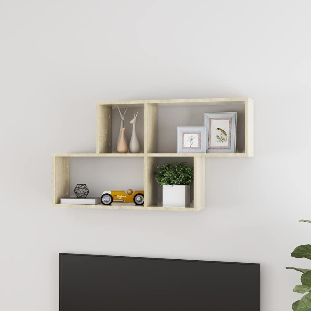 vidaXL Стенен рафт дъб сонома 100x18x53 см инженерно дърво