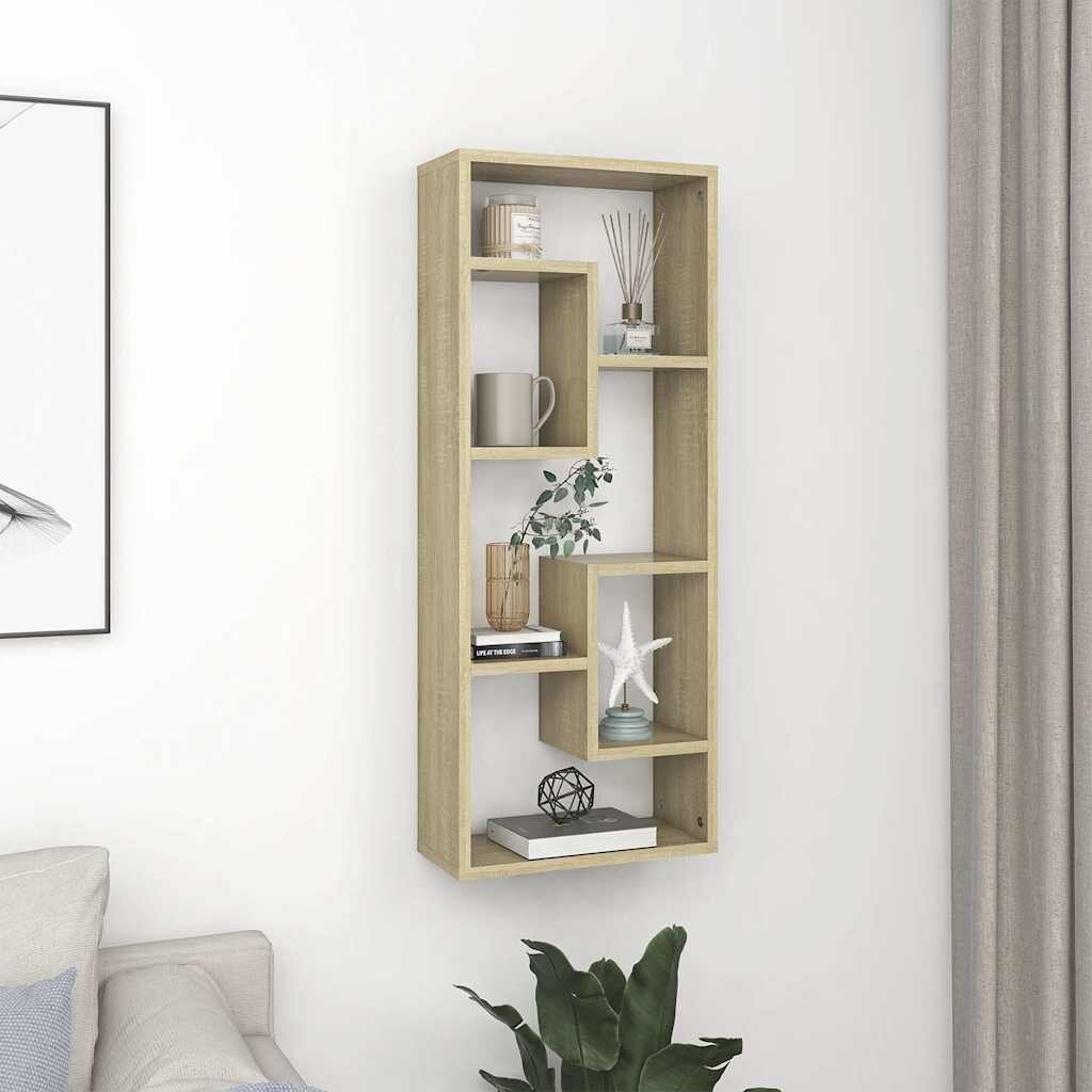 vidaXL Стенен рафт дъб сонома 36x16x90 см инженерно дърво
