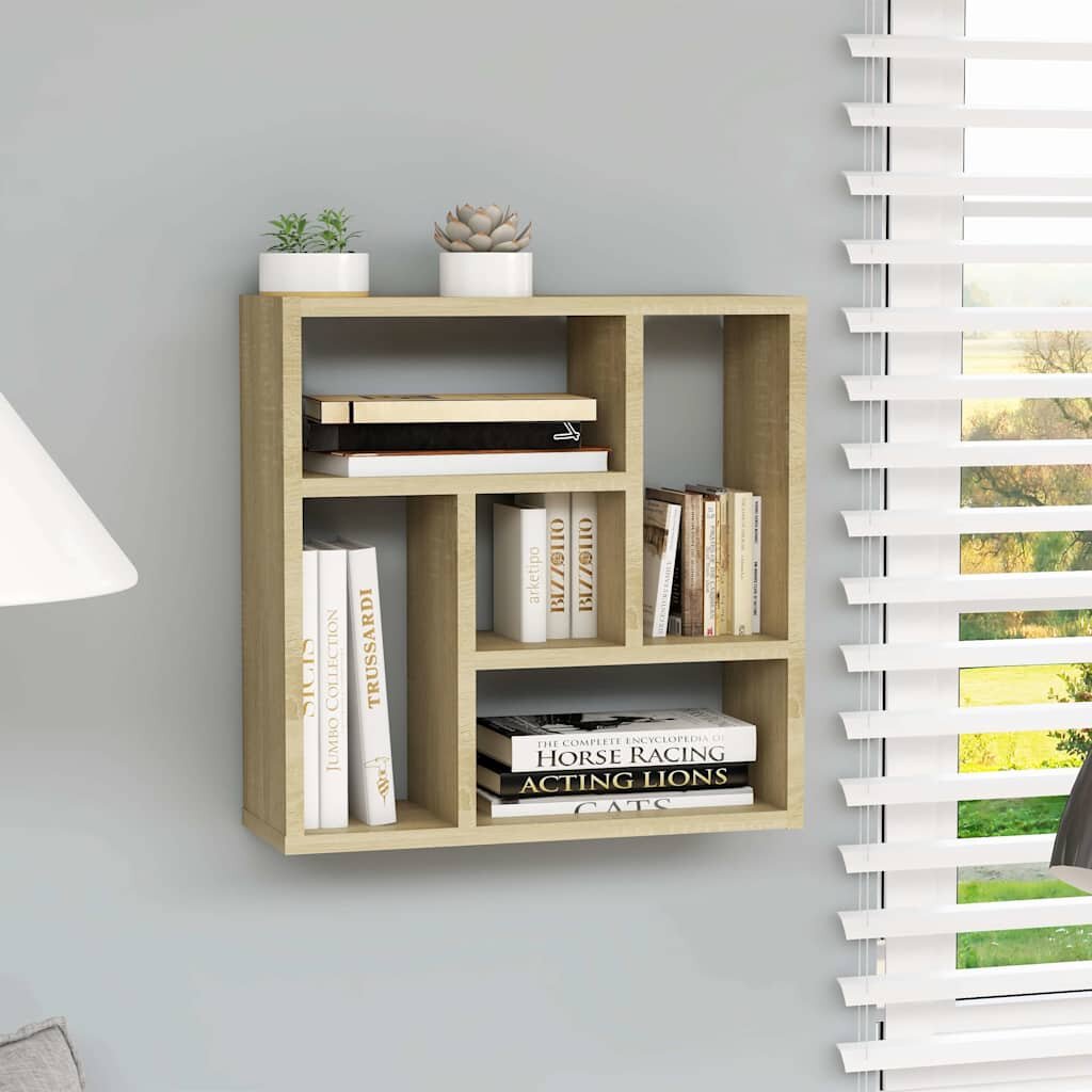 vidaXL Стенен рафт дъб сонома 45x16x45 см инженерно дърво