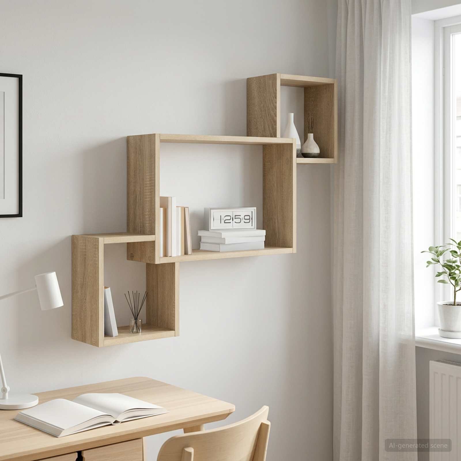 vidaXL Стенен рафт Дъб сонома 915 x 15 x 76 см