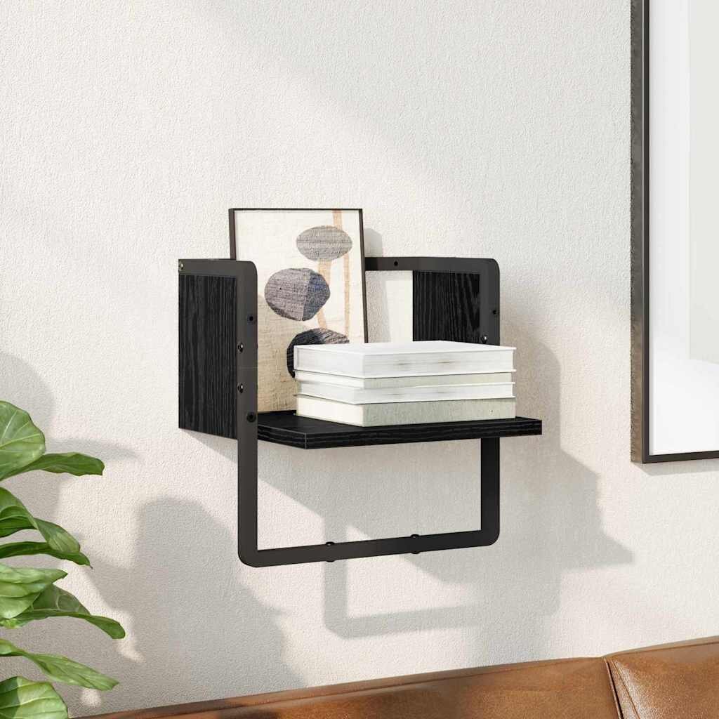 vidaXL Стенен рафт Монтиране на стена Черния дъб 30 x 25 x 30 cm