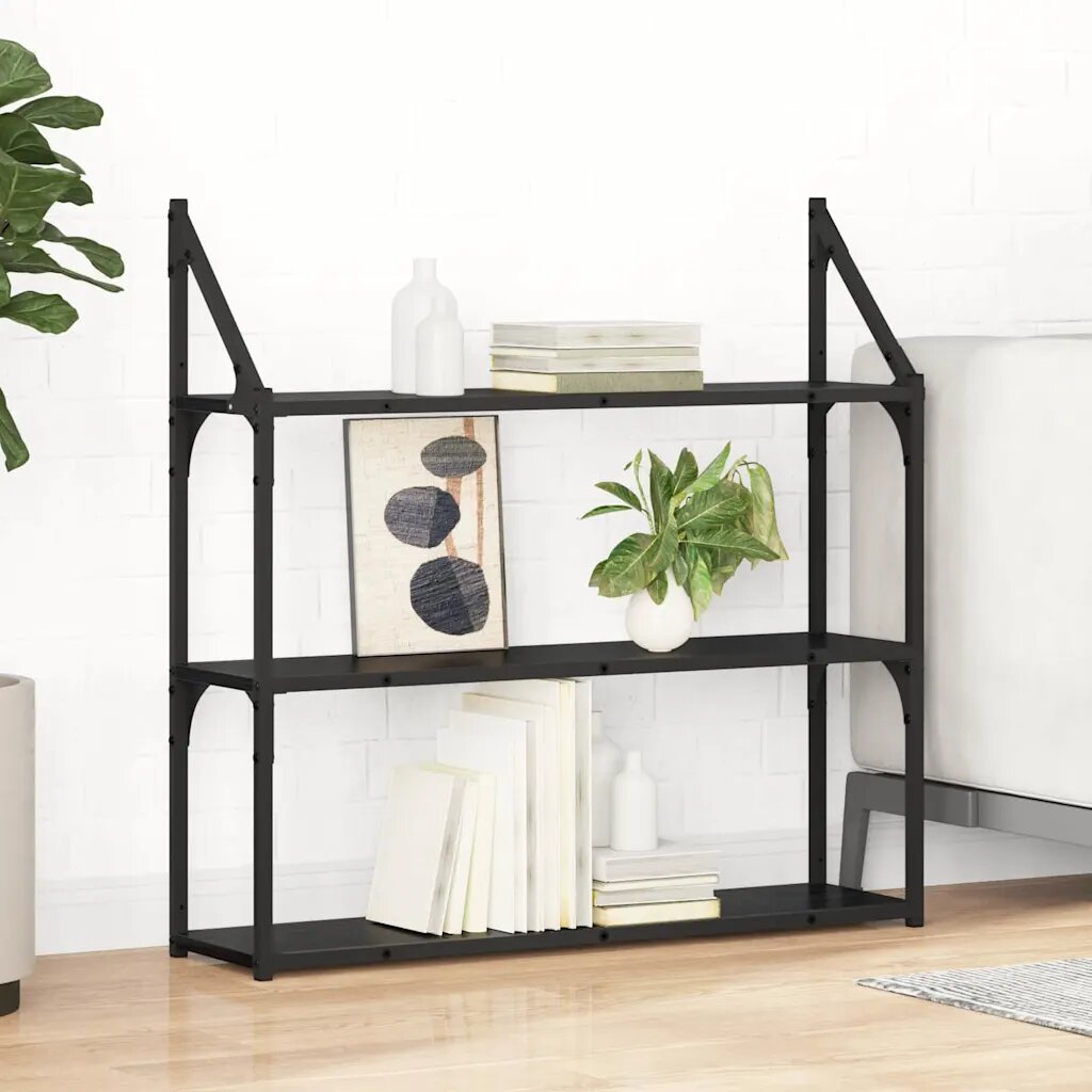 vidaXL Стенен рафт Монтиране на стена Черния дъб 80 x 21 x 785 cm