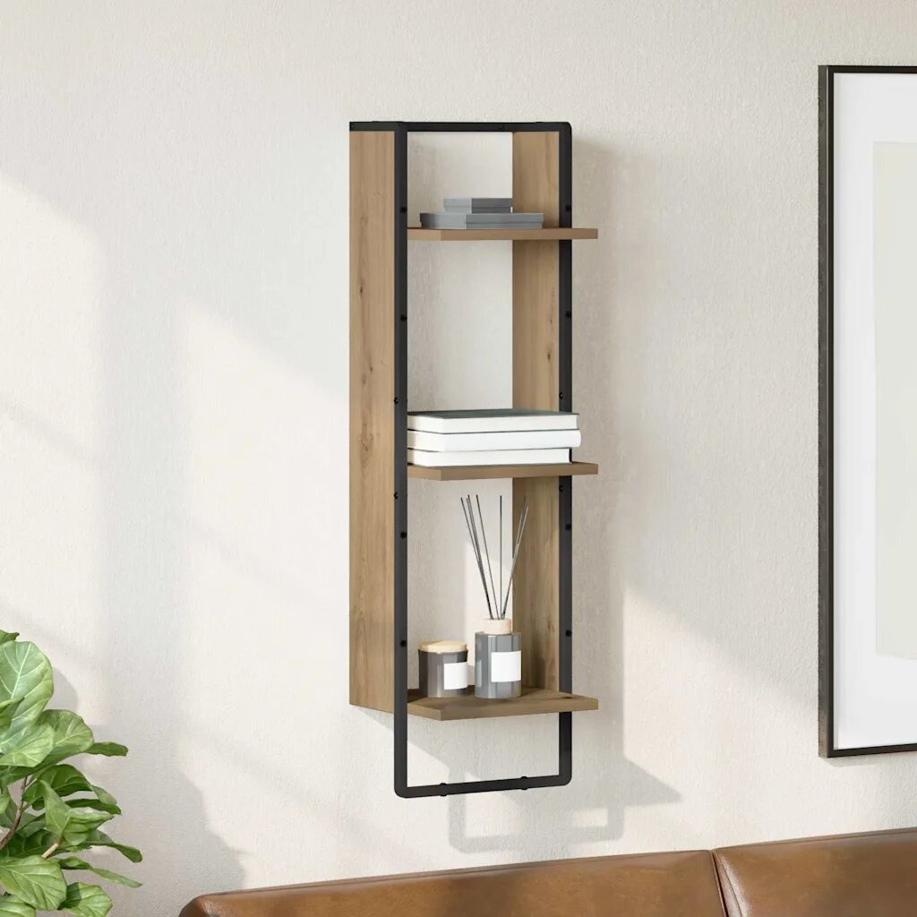 vidaXL Стенен рафт Монтиране на стена Дъб 30 x 25 x 100 cm