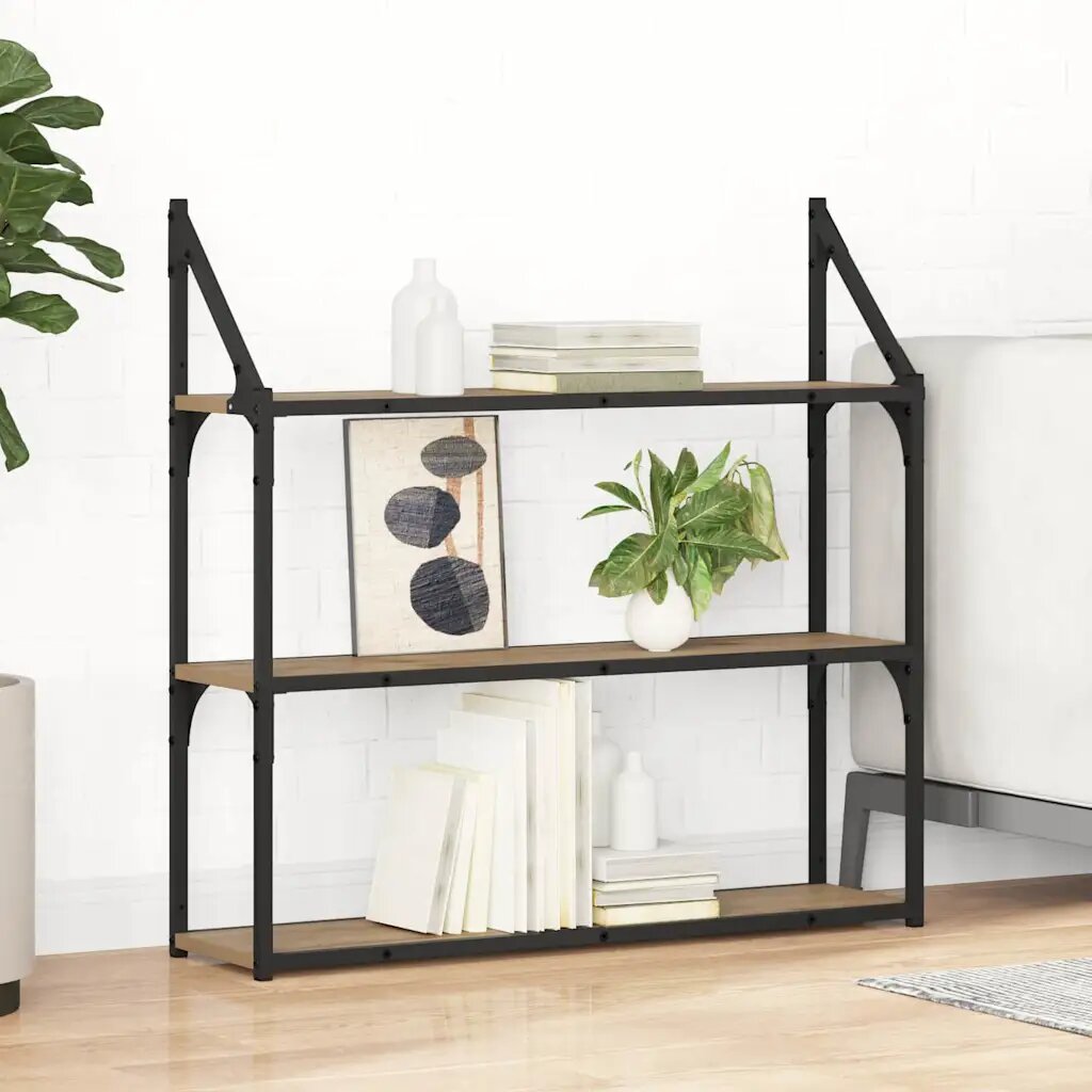vidaXL Стенен рафт Монтиране на стена Дъб 80 x 21 x 785 cm