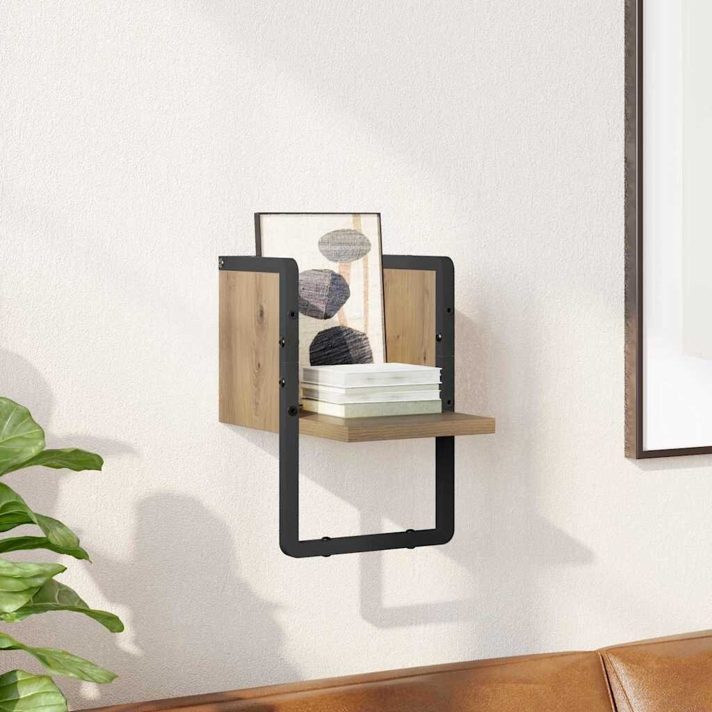 vidaXL Стенен рафт Монтиране на стена Дъб Артизан 20 x 25 x 30 cm