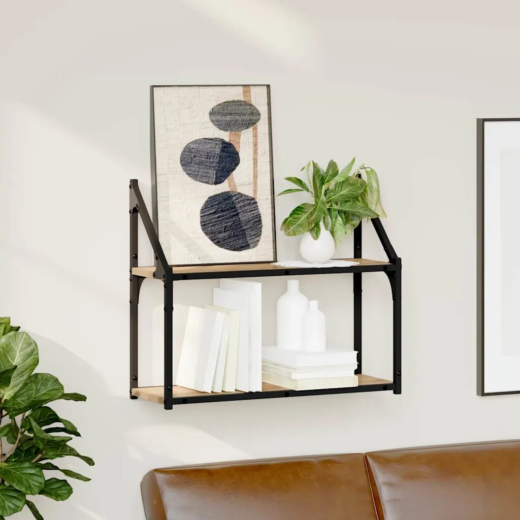 vidaXL Стенен рафт Монтиране на стена дъб артизан 60 x 21 x 51 cm