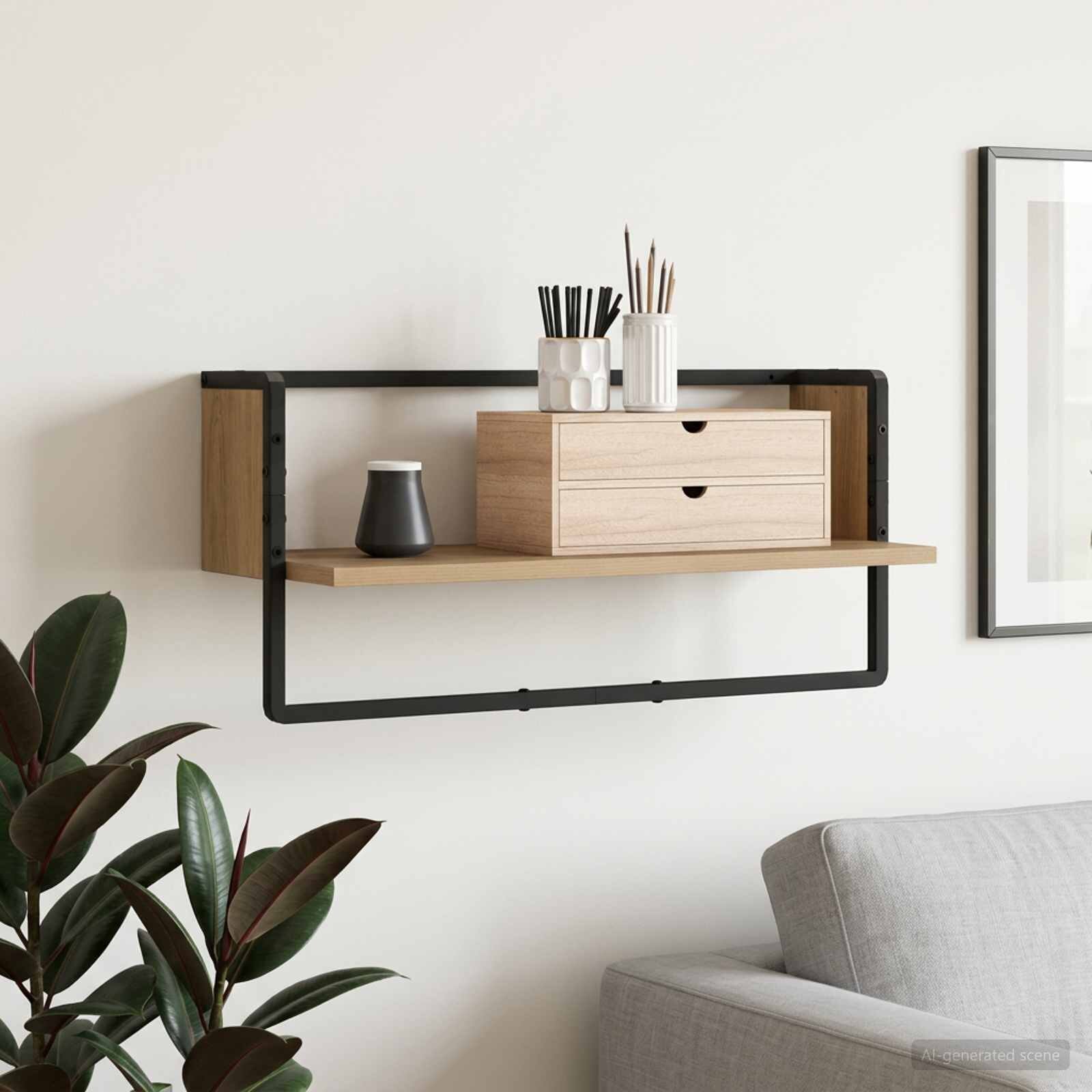 vidaXL Стенен рафт Монтиране на стена Дъб артизан 65 x 25 x 30 cm