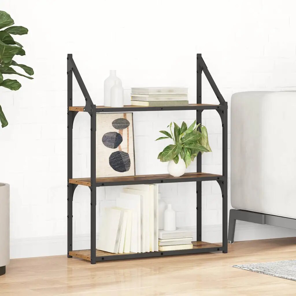 vidaXL Стенен рафт Монтиране на стена Старо дърво 60 x 21 x 785 cm