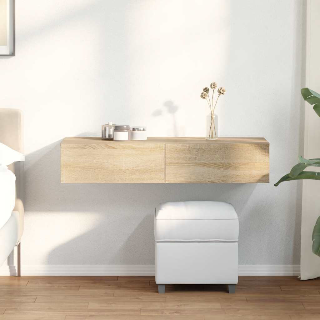 vidaXL Стенен рафт с чекмеджета дъб сонома 100x36x19см инженерно дърво