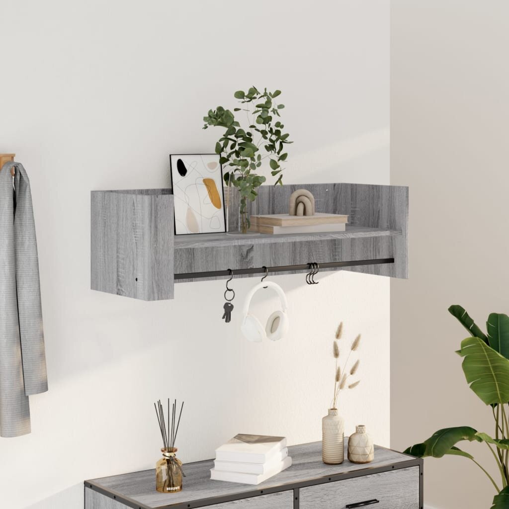 vidaXL Стенен рафт сив сонома 100x35x305 см инженерно дърво