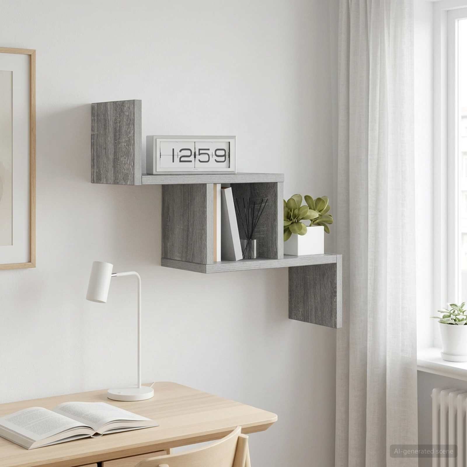 vidaXL Стенен рафт Сив Сонома 48 x 15 x 42 см Инженерна дървесина