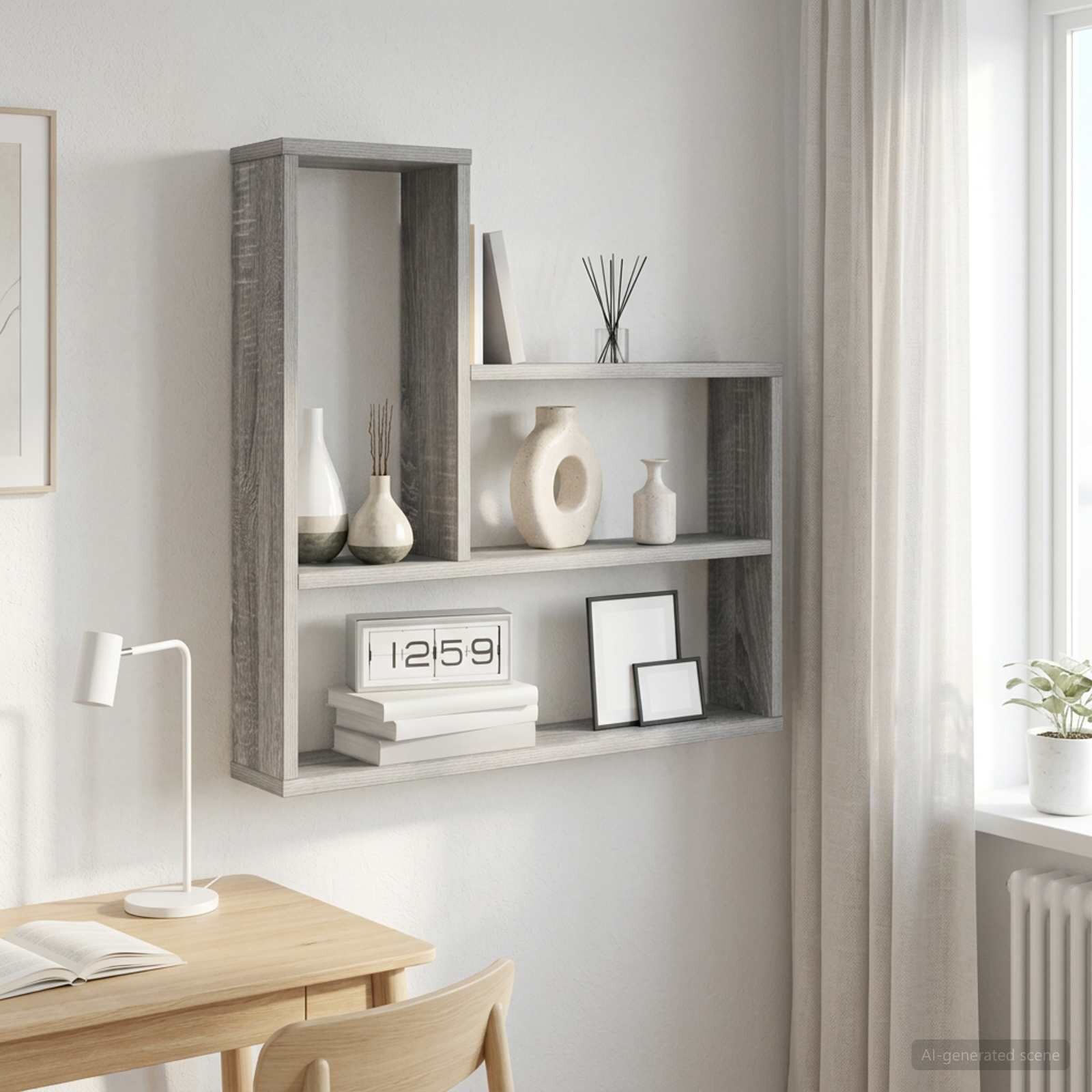 vidaXL Стенен рафт Сив Сонома 60 x 11 x 60 см Инженерна дървесина