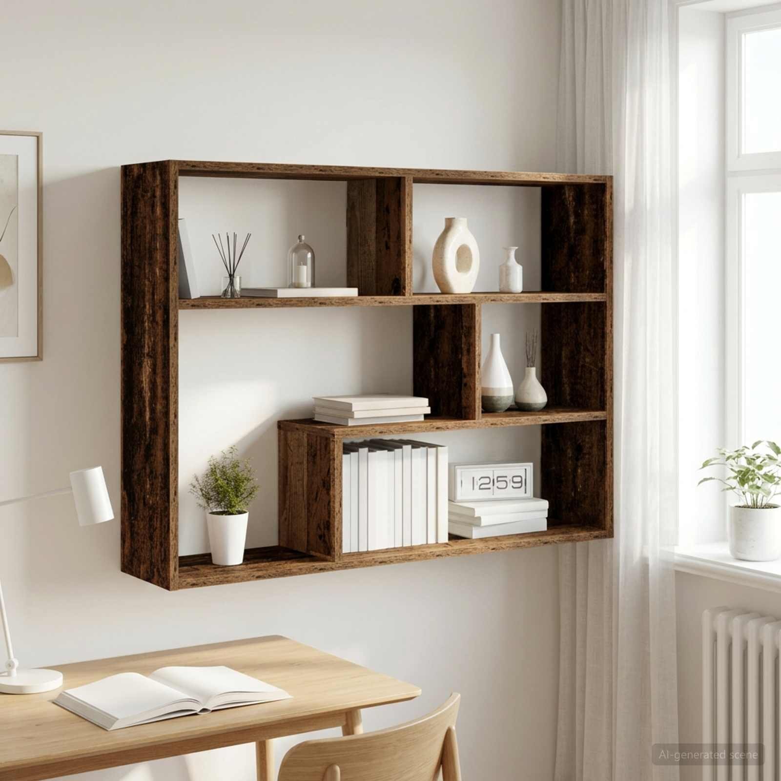 vidaXL Стенен рафт Старо дърво 95 x 20 x 695 см
