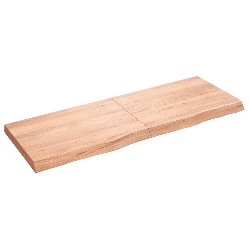 vidaXL Стенен рафт светлокафяв 140x50x(2-6) см обработен масивен дъб