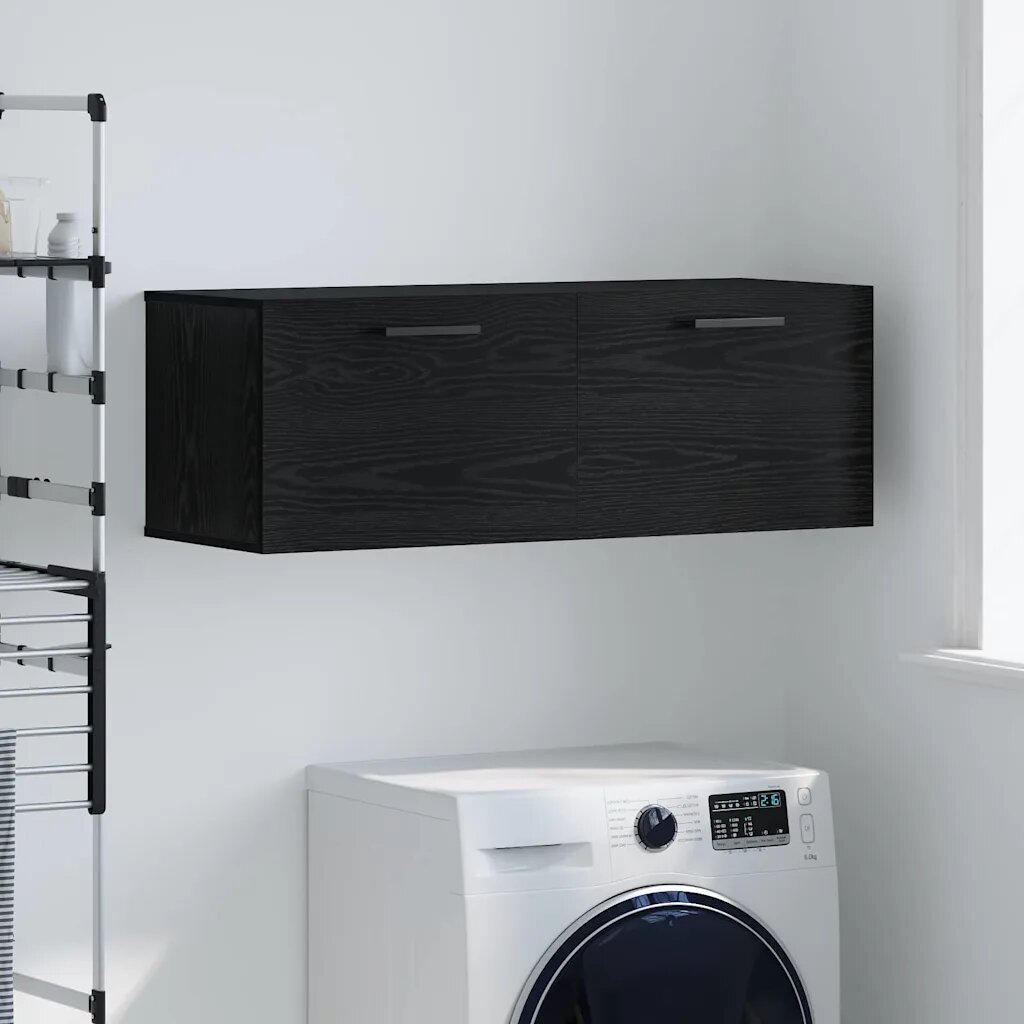 vidaXL Стенен шкаф 100 x 36.5 x 35 cm Инженерна дървесина Черен дъб