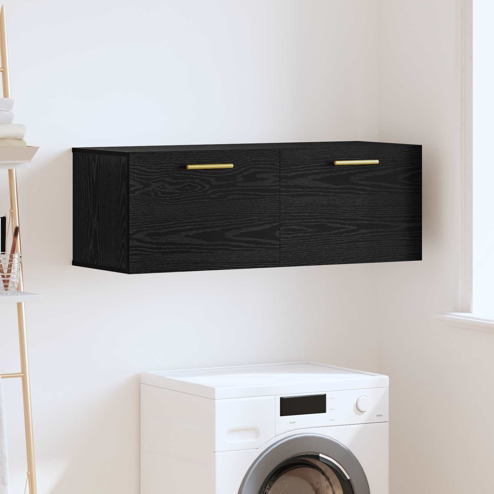 vidaXL Стенен шкаф 100 x 36.5 x 35 cm Инженерна дървесина Черен дъб