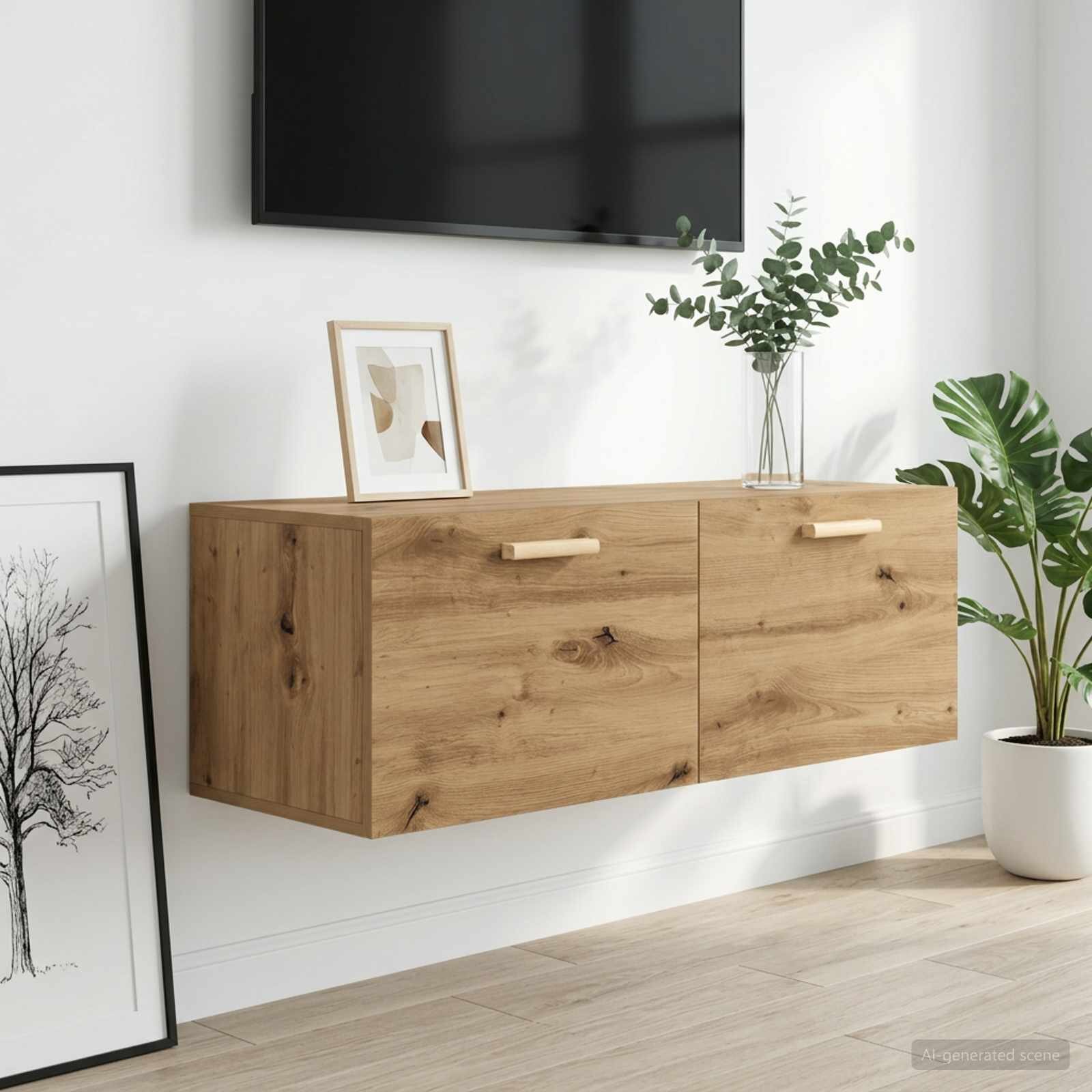 vidaXL Стенен шкаф 100 x 365 x 35 cm Инженерна дървесина Дъб артизан