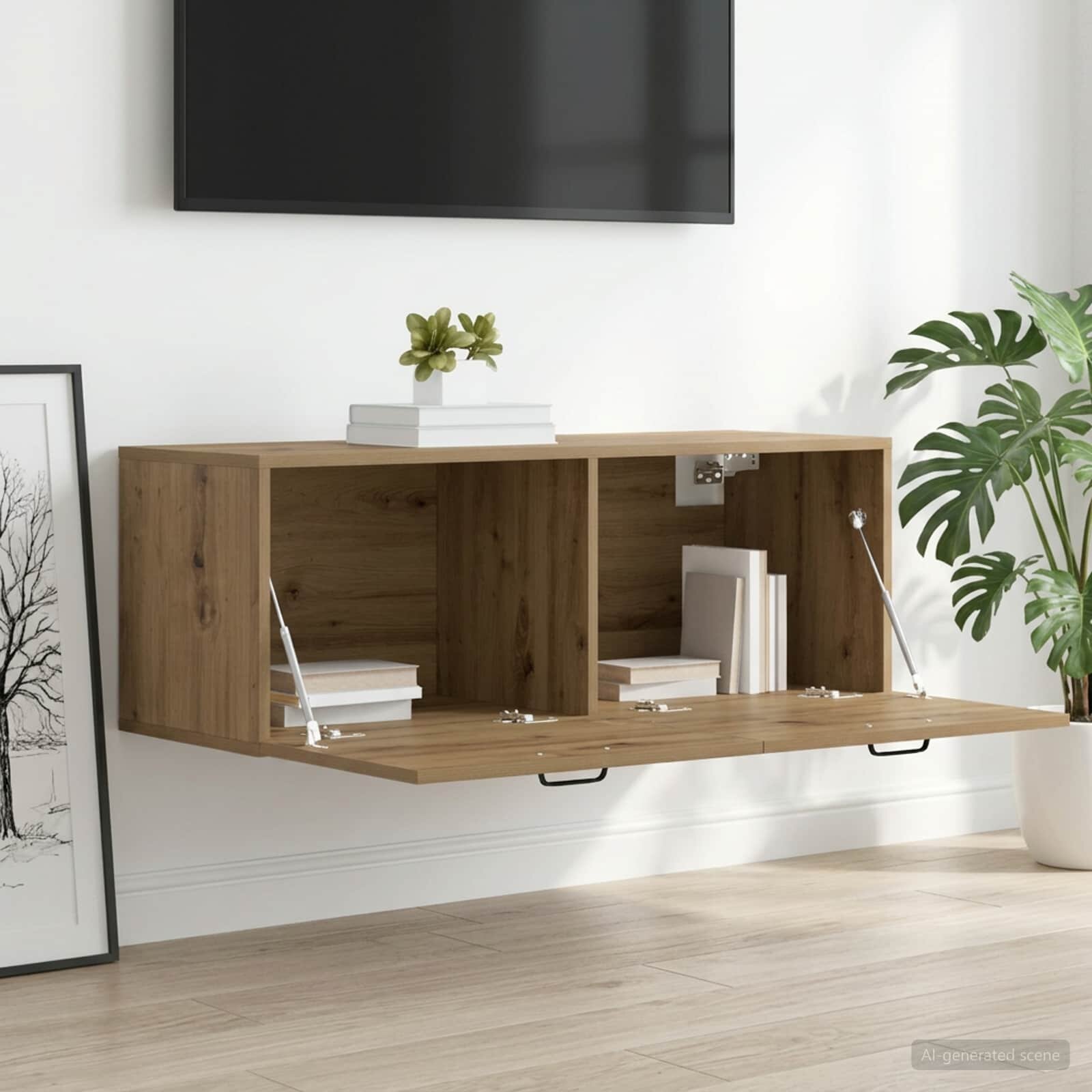 vidaXL Стенен шкаф 100 x 365 x 35 cm Инженерна дървесина Дъб артизан