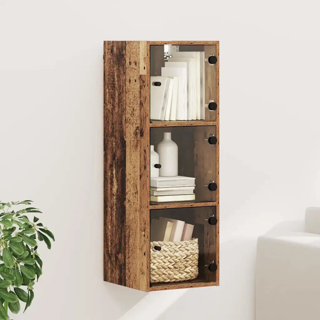 vidaXL Стенен шкаф 35 x 37 x 102 см Инженерна дървесина Старо дърво
