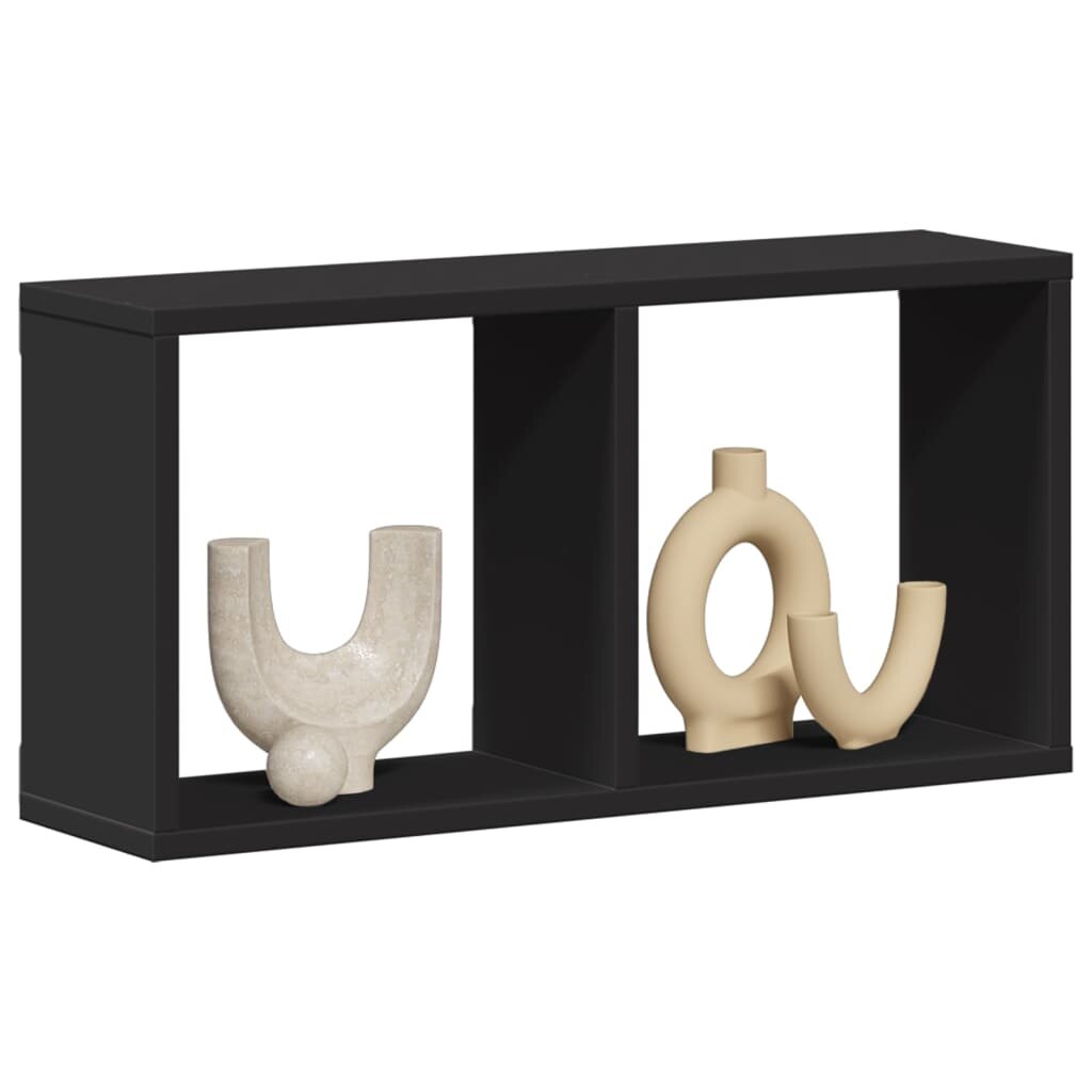 vidaXL Стенен шкаф 60x16x30 см черен инженерно дърво