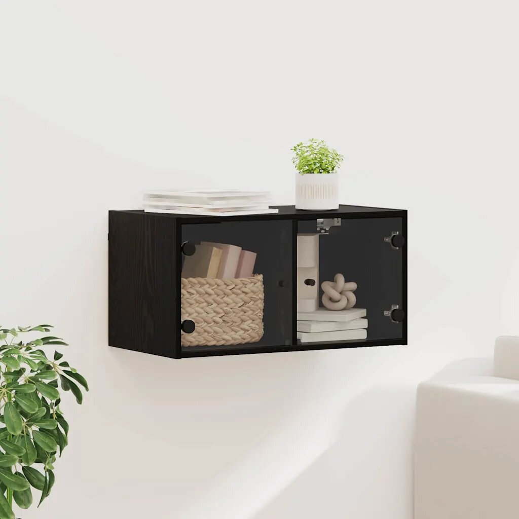 vidaXL Стенен шкаф 68 x 37 x 35 см Инженерна дървесина Черния дъб