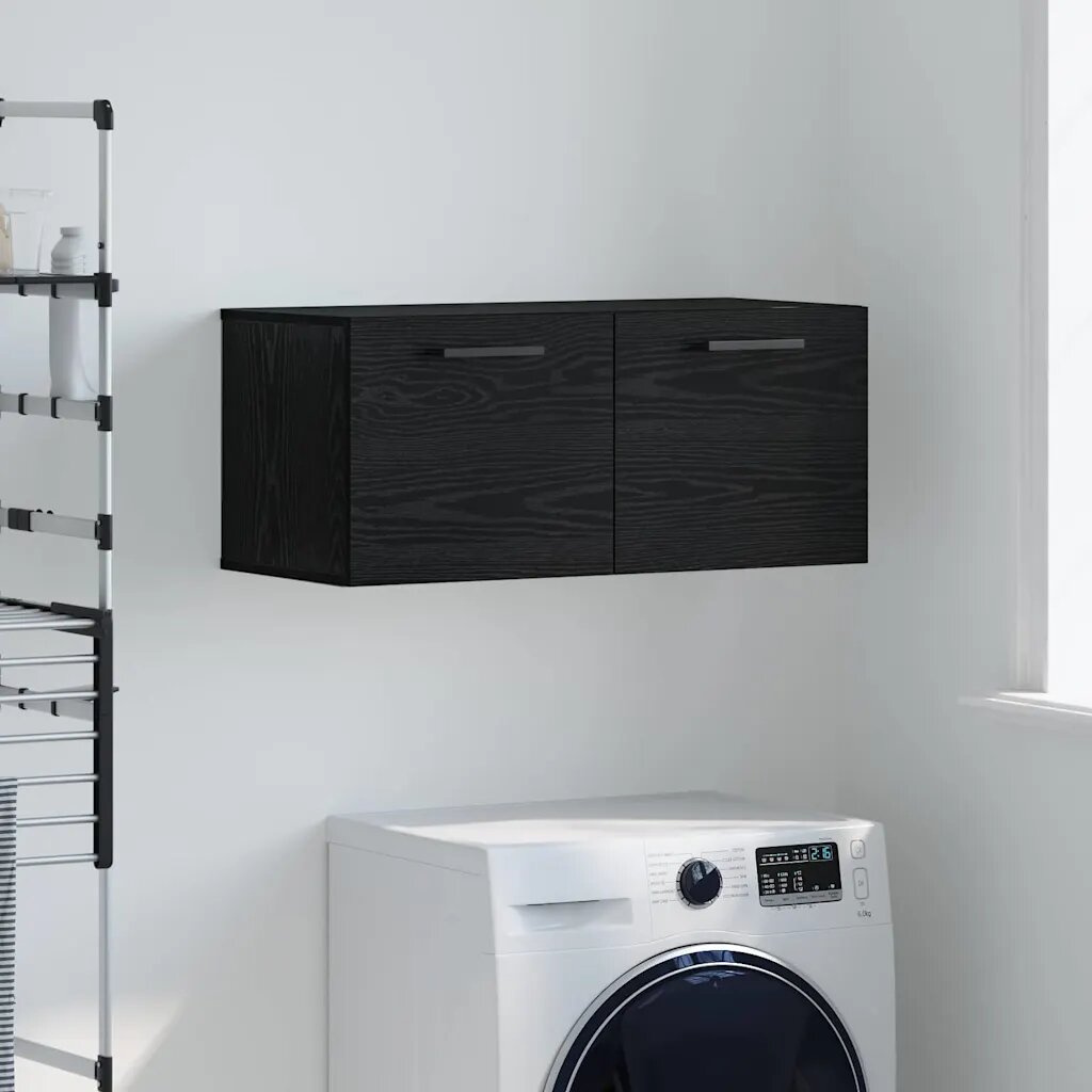 vidaXL Стенен шкаф 80 x 36.5 x 35 cm Инженерна дървесина Черен дъб