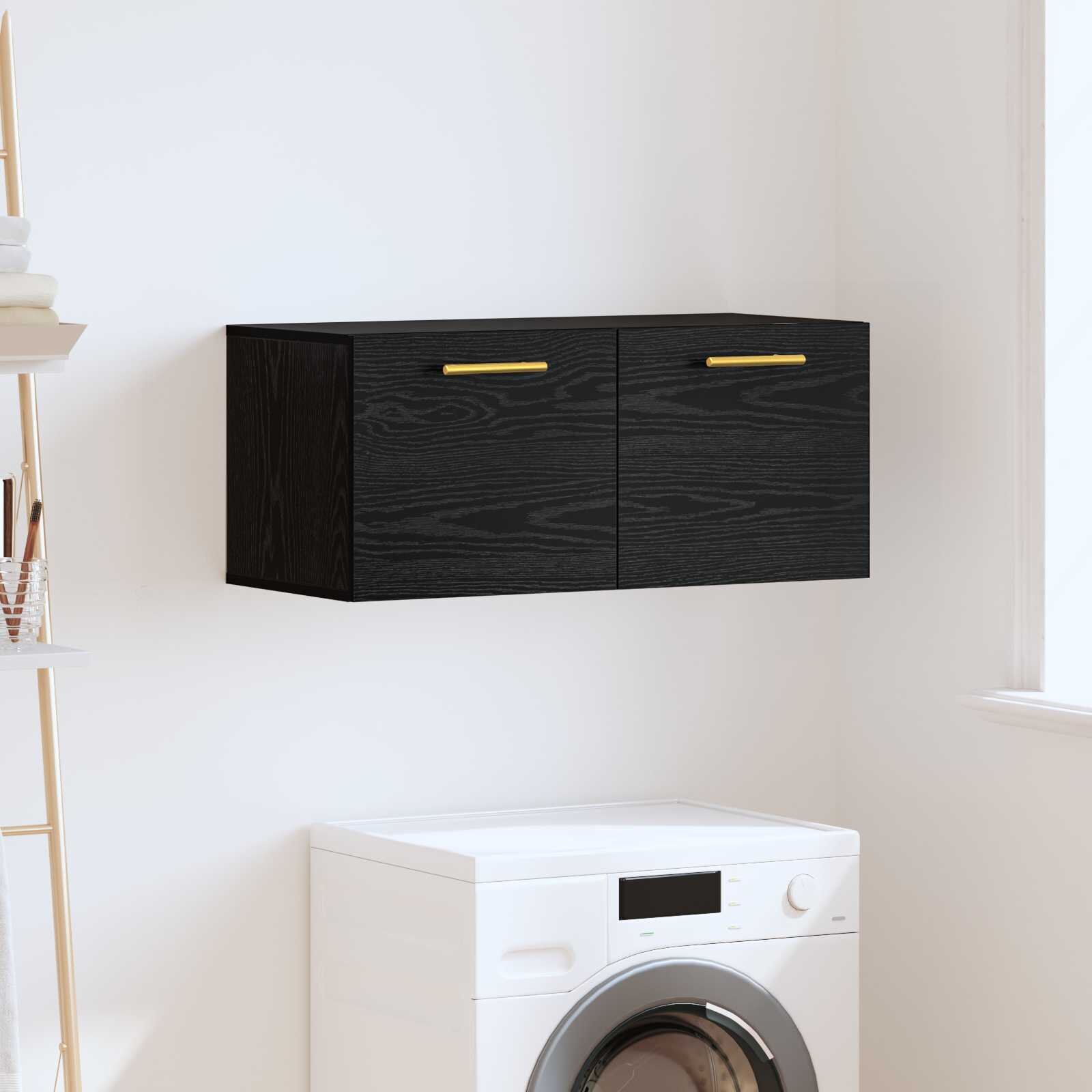 vidaXL Стенен шкаф 80 x 36.5 x 35 cm Инженерна дървесина Черен дъб