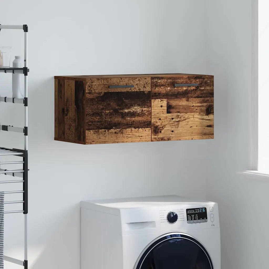 vidaXL Стенен шкаф 80 x 36.5 x 35 cm Инженерна дървесина Старо дърво